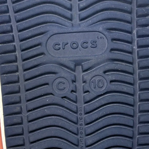 Crocs Kids Navy Clogs with white stripe size 10 - Picture 10 of 10